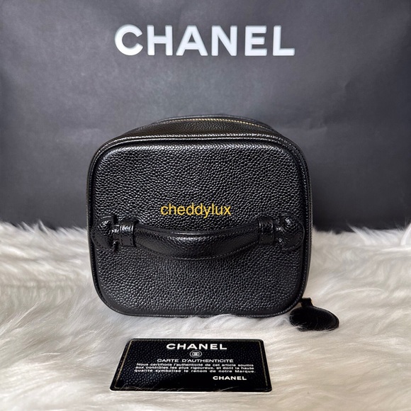 🖤🖤🖤Authentic Black CHANEL CC Stitch Vanity Caviar Handbag - Picture 4 of 15